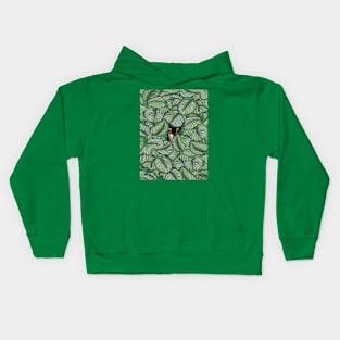 Bengal cat and Calathea orbifolia Kids Hoodie